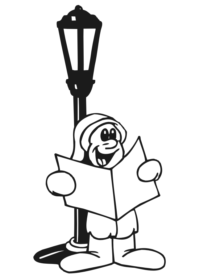 700x894 Christmas Coloring Page Caroller Singing By Lamp Post