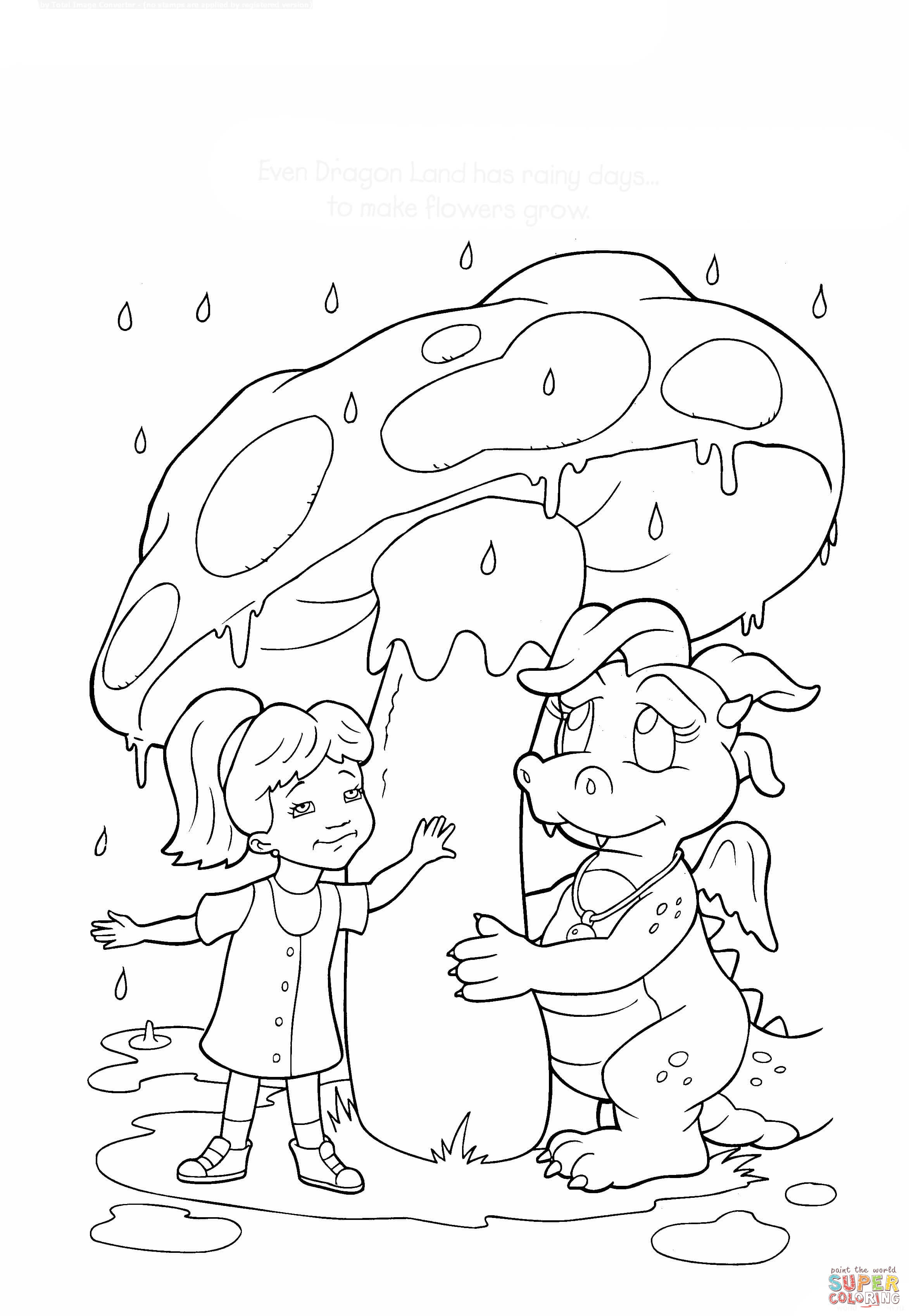 2345x3396 Rainy Day In Dragon Land Coloring Page Free Printable Coloring Pages