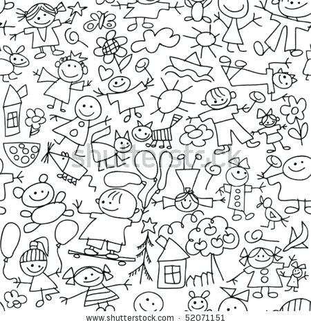 450x470 Kids Bedroom Drawing Kids Drawing Seamless Pattern Stock Vector