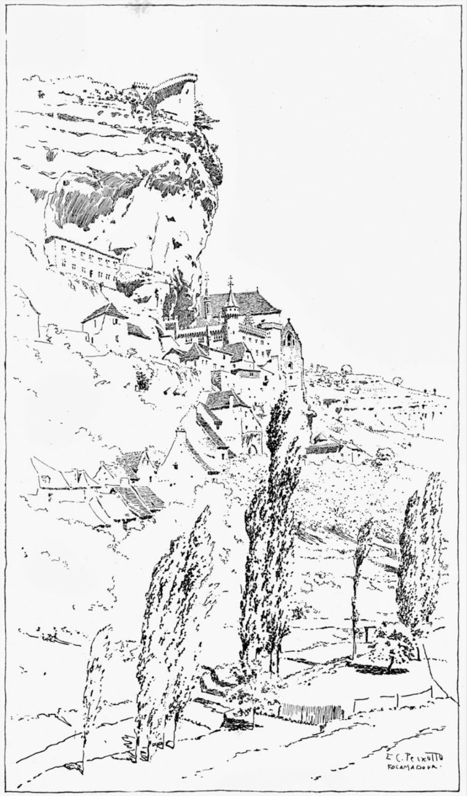 939x1600 Landscape Drawing By E. C. Peixotto Landscape Drawings