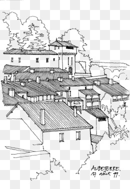 260x378 Hand Drawn Cartoon Landscape Line Drawing, Line Drawing Scene