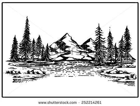 450x341 Drawn Pine Tree Tree Landscape