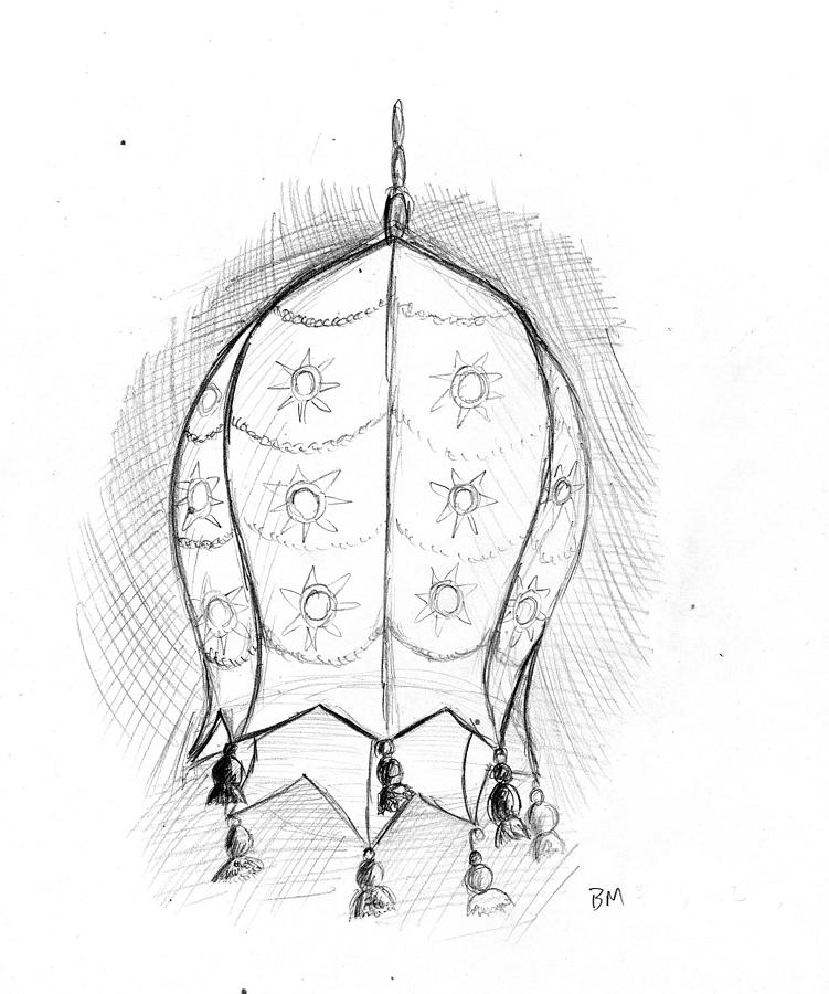 751x900 Indian Cloth Lantern Drawing By Branden Melendez
