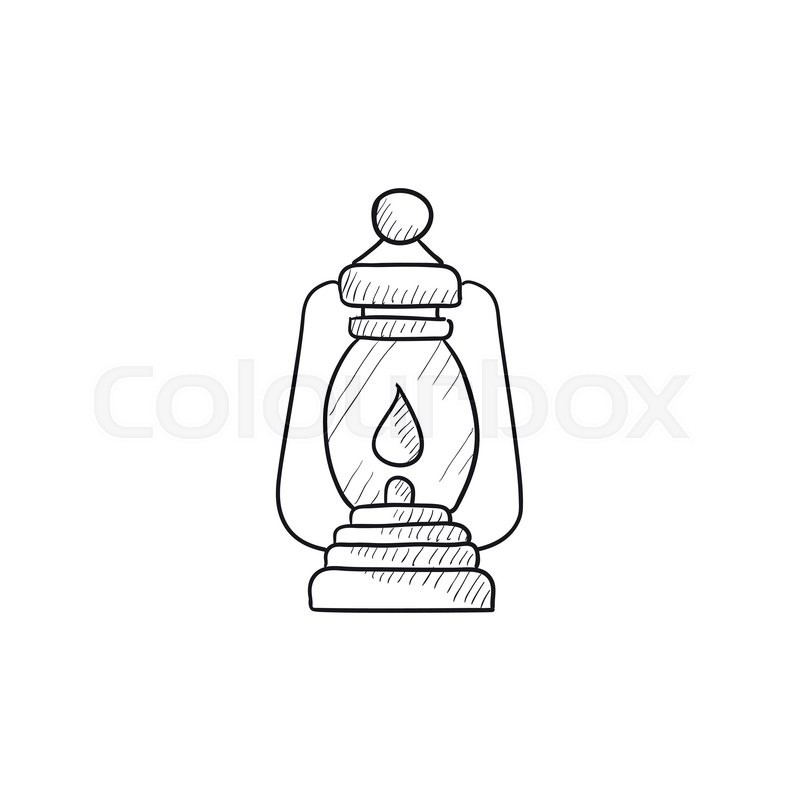 800x800 Camping Lantern Vector Sketch Icon Isolated On Background. Hand