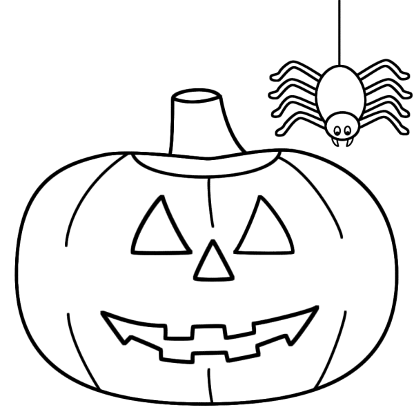 600x600 Spider Pumpkin Simple Halloween Coloring Pages