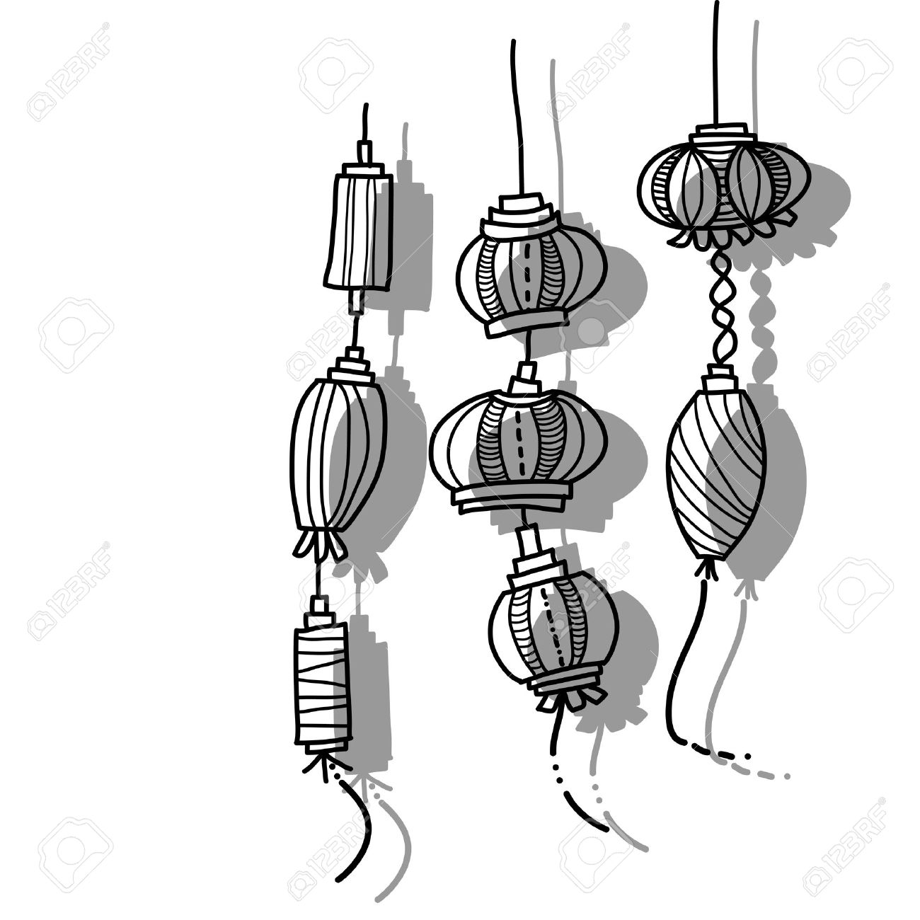 1300x1300 Hand Drawing Lantern Festival Royalty Free Cliparts, Vectors,