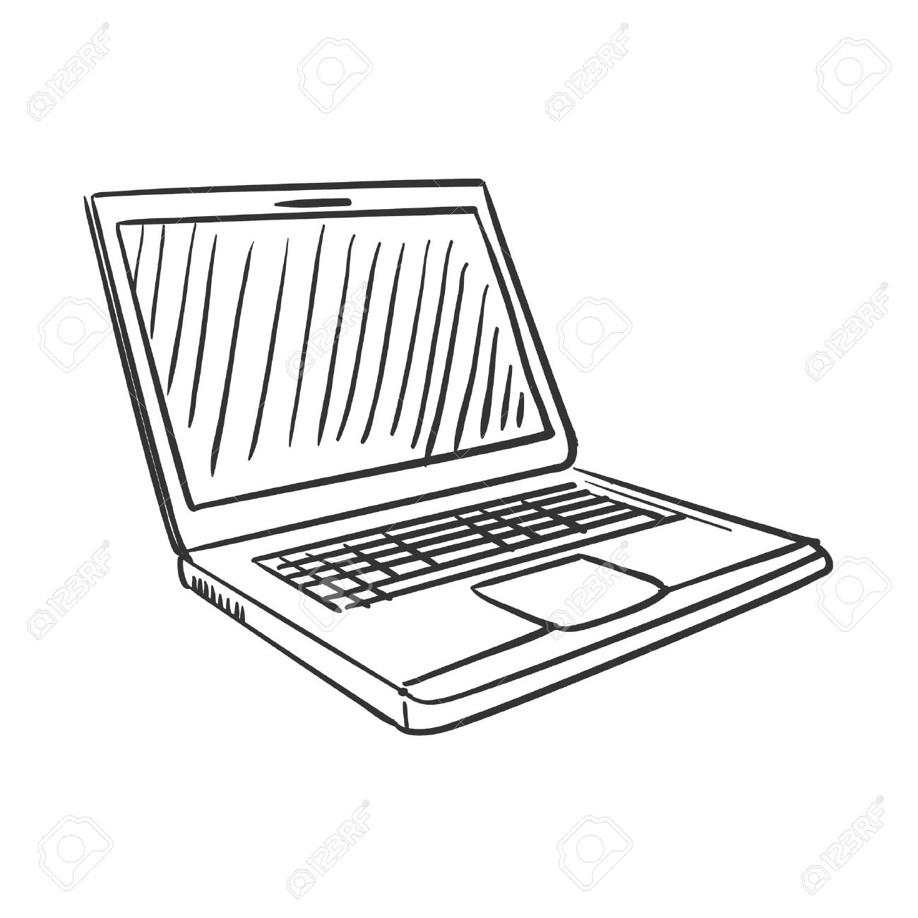 1300x1300 Hand Draw Doodle Laptop , Excellent Vector Illustration Royalty