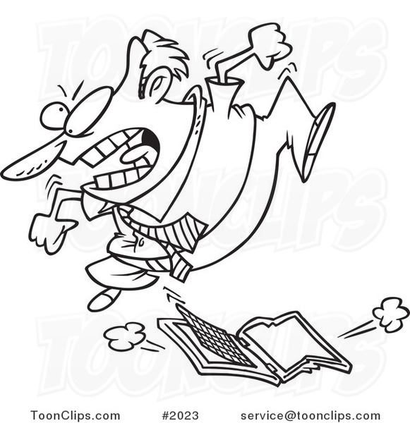 581x600 Cartoon Black And White Line Drawing Of A Frustrated Business Man