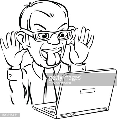 411x418 Whiteboard Drawing Grimacing Man With Laptop Computer Premium