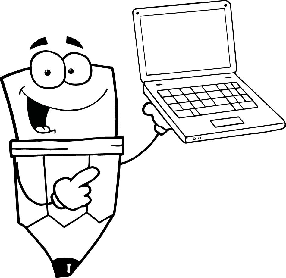949x923 Coloring Page Of Smiley Pencil With Laptop