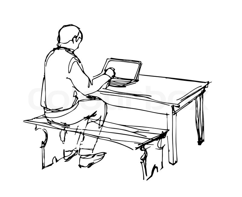 800x649 A Sketch Of A Man Working