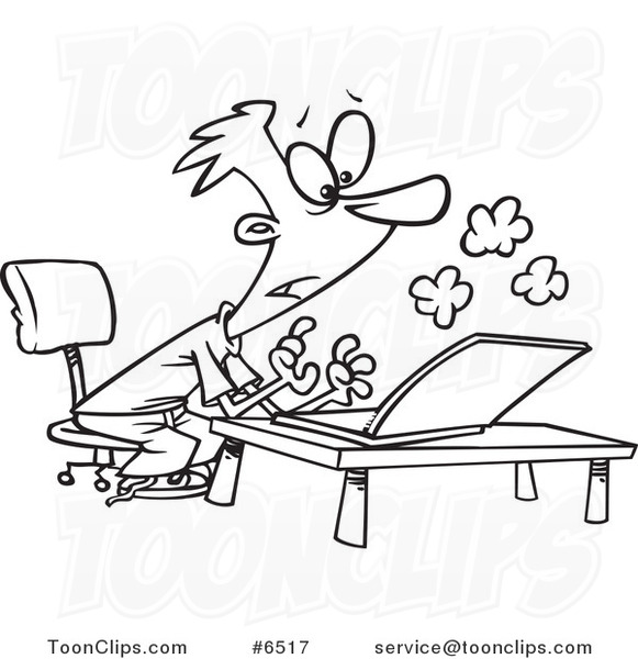 581x600 Cartoon Blacknd White Line Drawing Of Young Guy Using