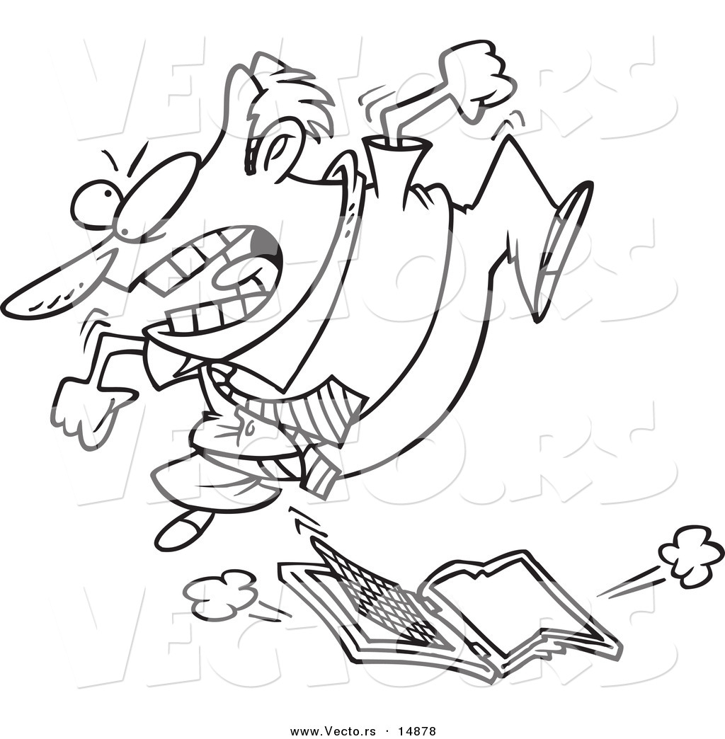 1024x1044 Vector Of A Cartoon Frustrated Businessman Trampling A Laptop