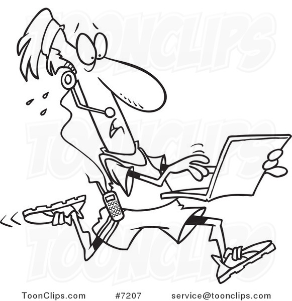 581x600 Cartoon Blacknd White Line Drawing Of Mobile Jogger Using