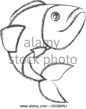 300x380 Sketch Silhouette Of Largemouth Bass Fish Stock Vector Art