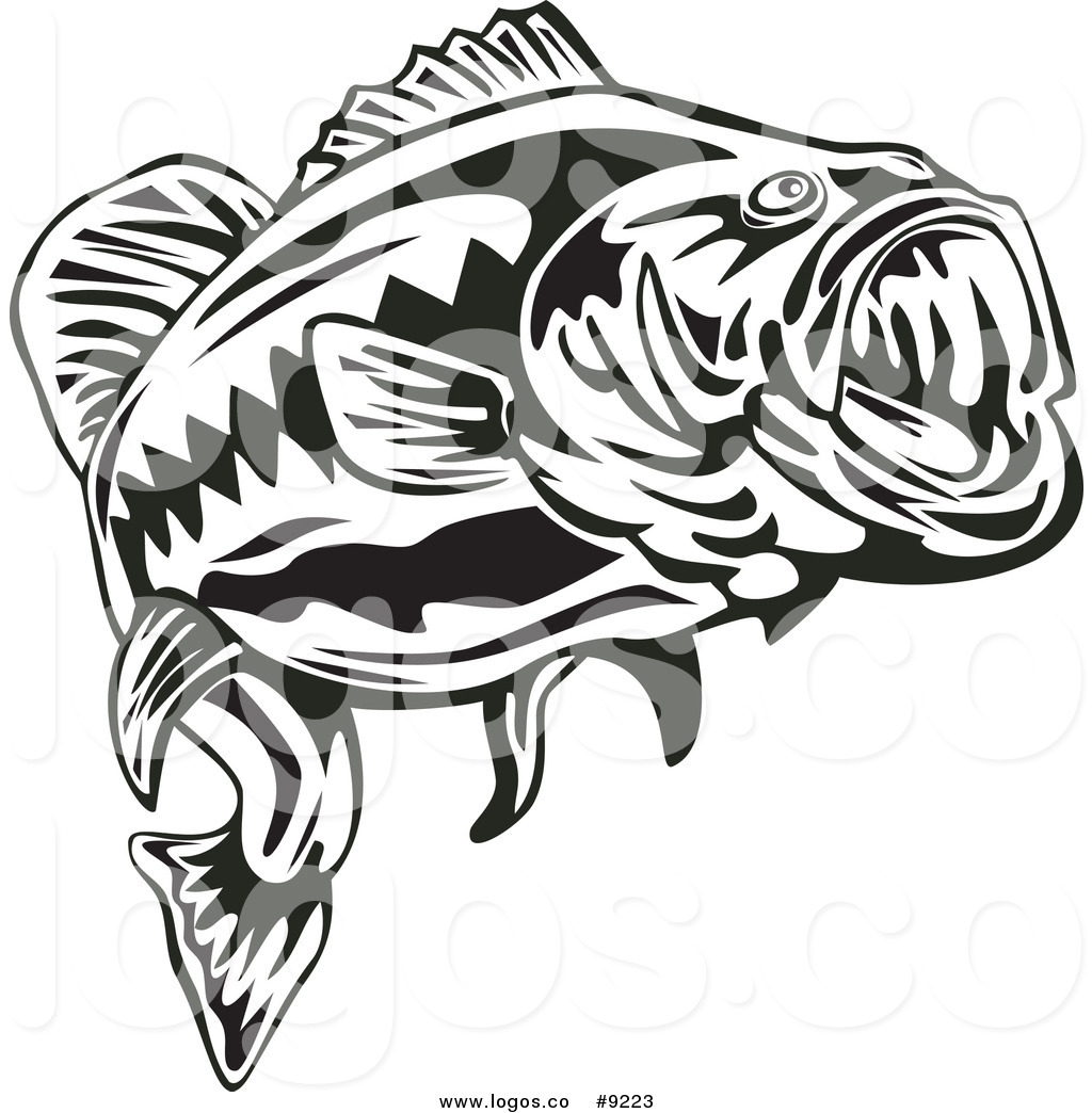 1024x1044 Royalty Free Clip Art Vector Logo Of A Black And White Largemouth