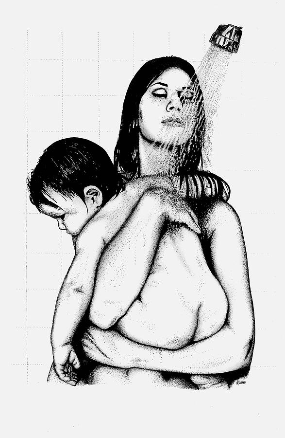 587x900 Mother And Child Drawing By Larry Lehman