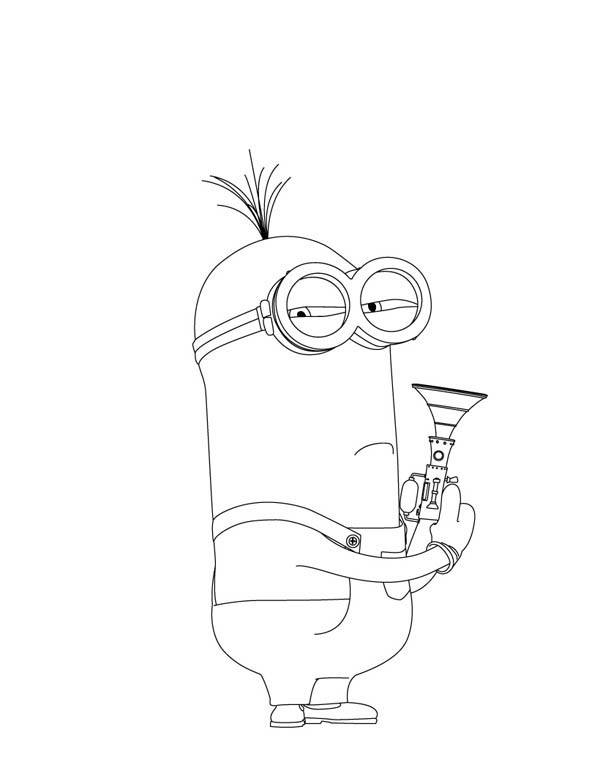 600x776 Kevin The Minion With Laser Gun In Despicable Me Coloring Page