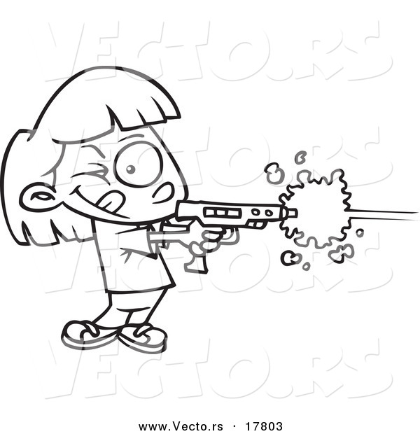 600x620 Vector Of A Cartoon Girl Playing Laser Tag