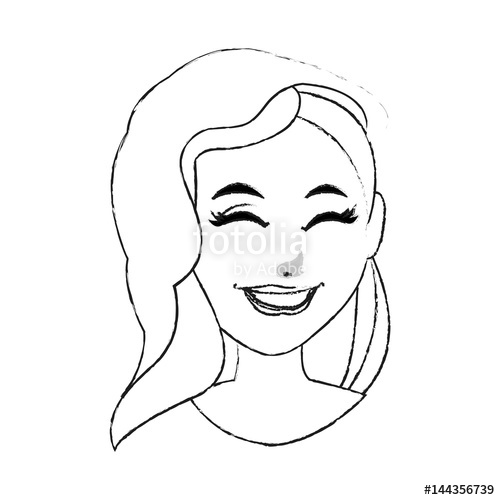 500x500 Pretty Woman Laughing Icon Image Vector Illustration Design Black