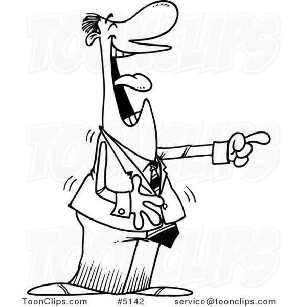 581x600 Cartoon Black And White Line Drawing Of A Business Man Laughing