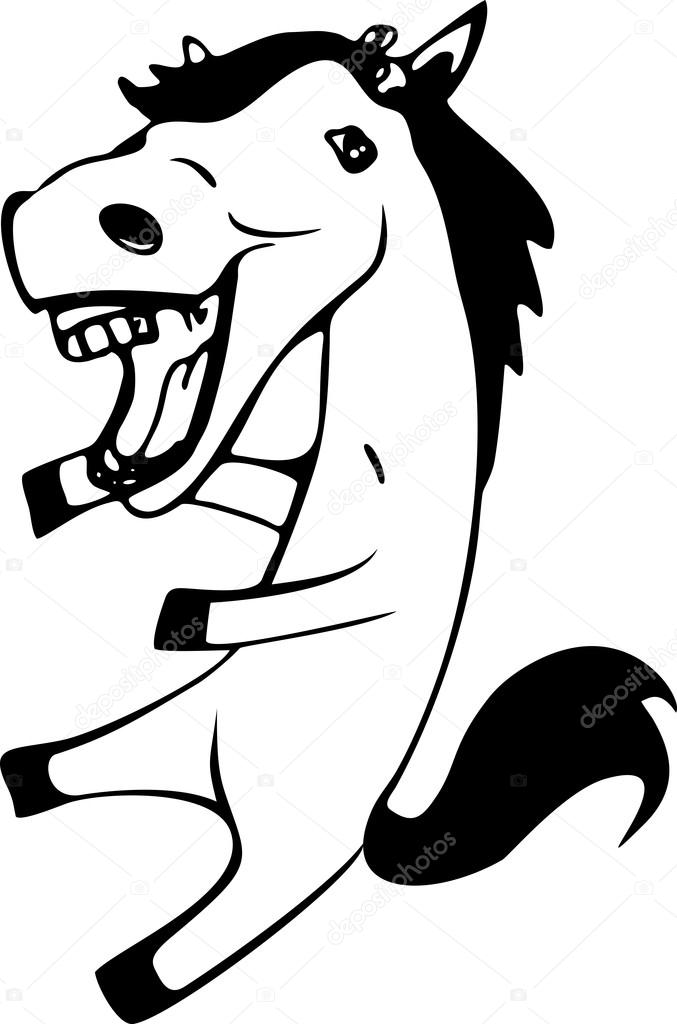 677x1024 Funny, Black And White, Hand Drawn, Laughing Mouth In A Horse
