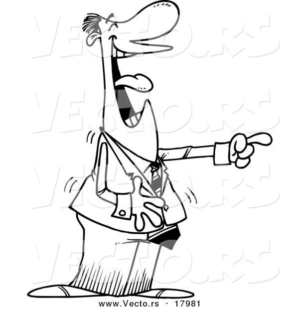 600x620 Vector Of A Cartoon Businessman Laughing And Pointing