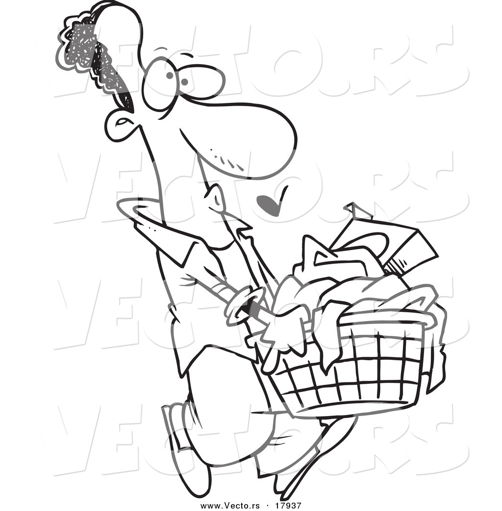 1024x1044 Vector Of A Cartoon Black Man Carrying A Laundry Basket
