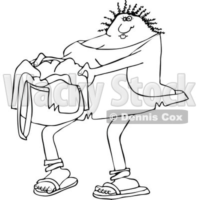 400x400 Of A Black And White Cavewoman Carrying A Basket Of Laundry