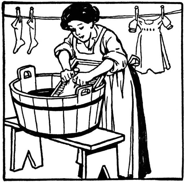 640x628 Woman Washing Clothes On Washboard Clipart Etc