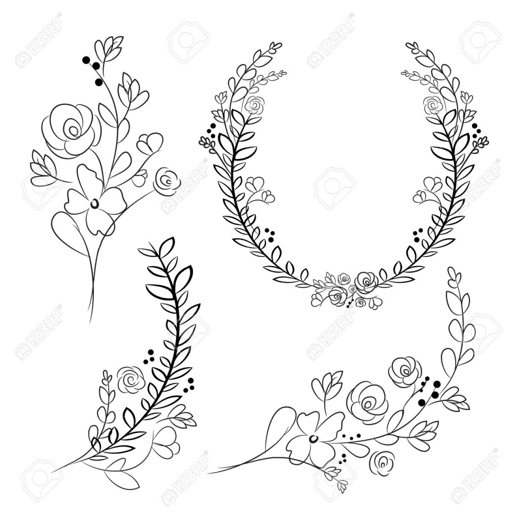 1024x1024 Hand Drawing Flower Vector Vector Wreaths And Laurel Wreaths
