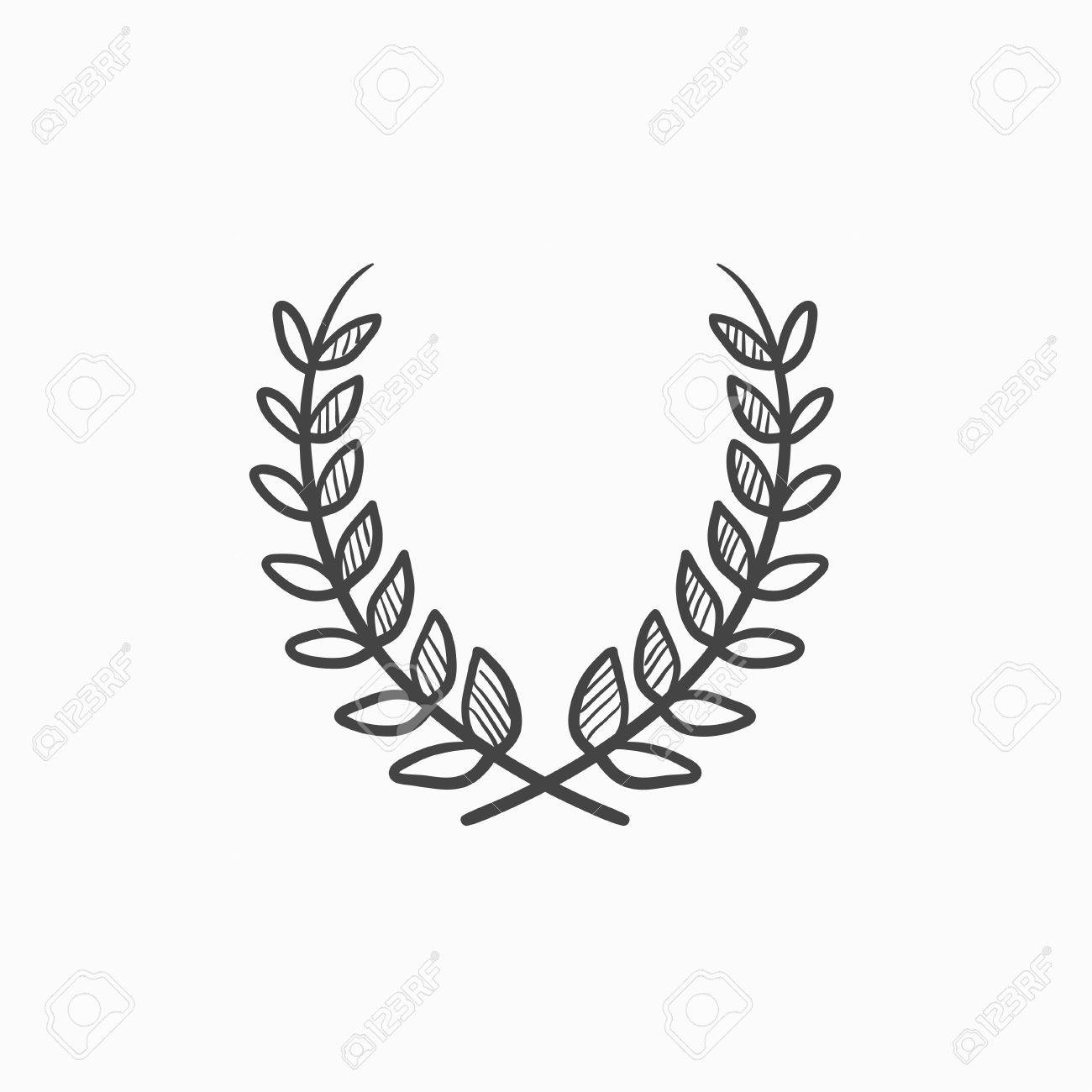 1300x1300 Laurel Wreath Vector Sketch Icon Isolated On Background. Hand