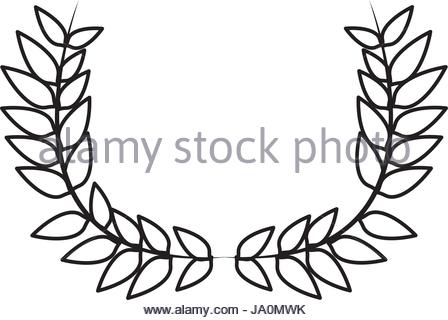 448x320 Drawing Crown Half Flower Natural Decoration Laurel Leaves Stock