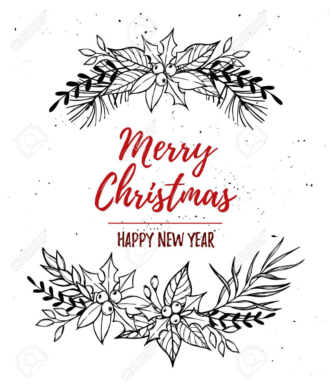 1107x1300 Hand Drawn Illustration Christmas Wreath Christmas Design