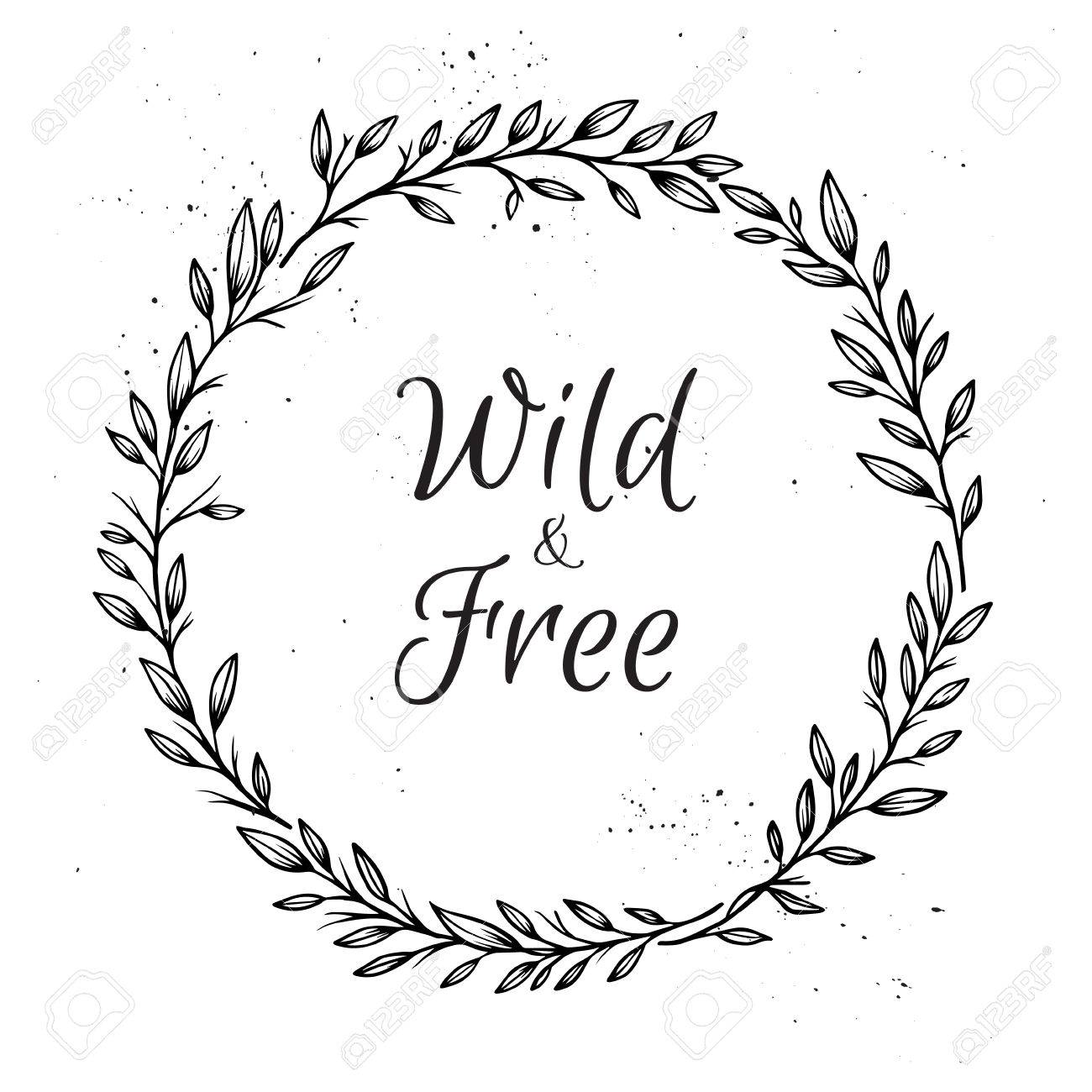 1300x1300 Hand Drawn Illustration. Vintage Decorative Laurel Wreath. Tribal