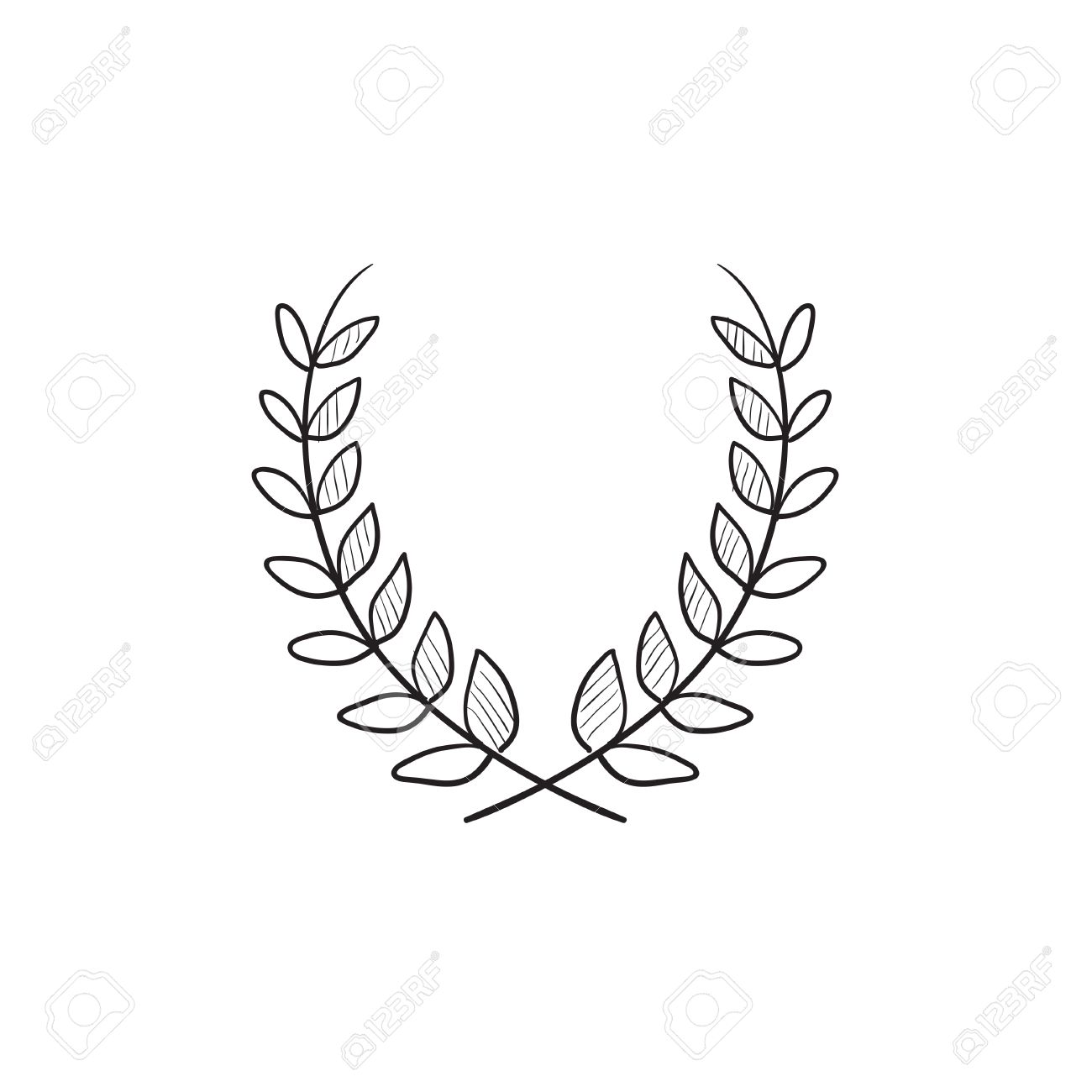 1300x1300 Laurel Wreath Vector Sketch Icon Isolated On Background. Hand