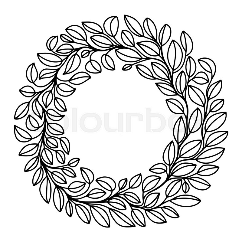 800x800 Black And White Stylized Drawing Of Laurel Wreath, Vector