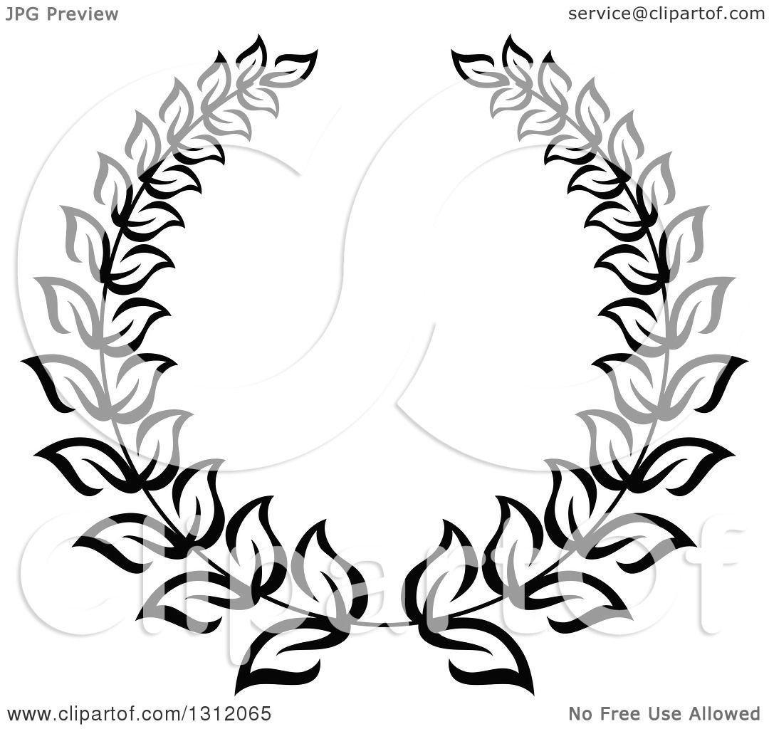 1080x1024 Clipart Of A Black And White Laurel Wreath 21