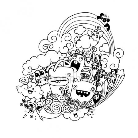 450x450 Lavender Bouquet Sketch. Hand Drawn Cartoon Flower Icon. Doodle