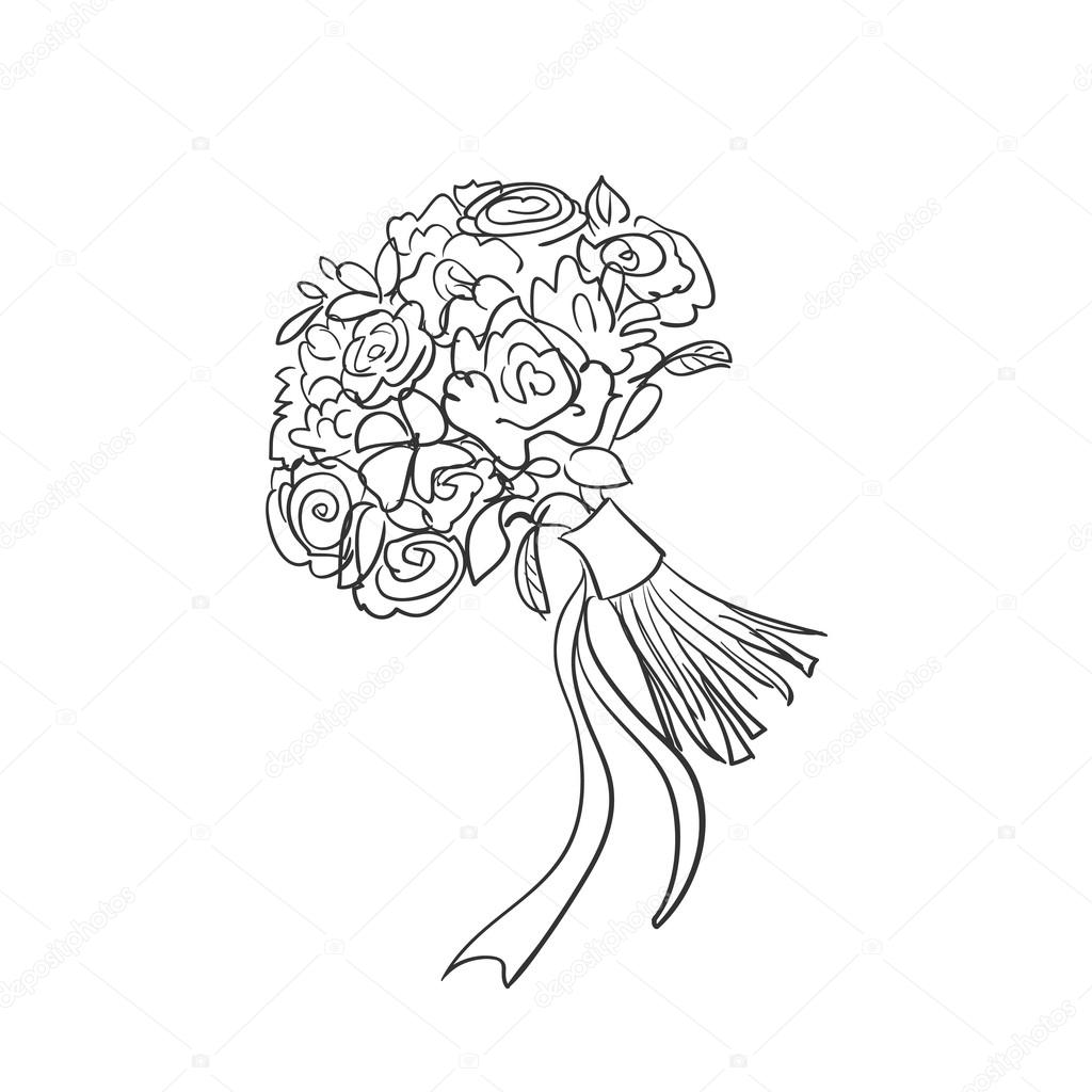 1024x1024 Doodle Bridal Bouquet Stock Vector Netkoff
