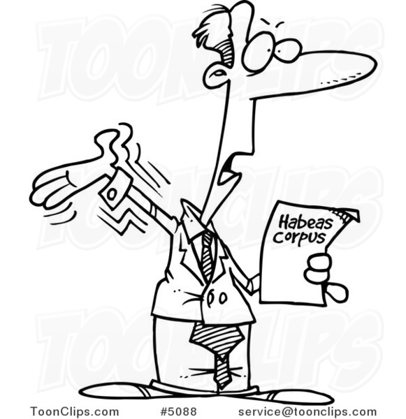 581x600 Cartoon Black And White Line Drawing Of A Lawyer Reading Habeas