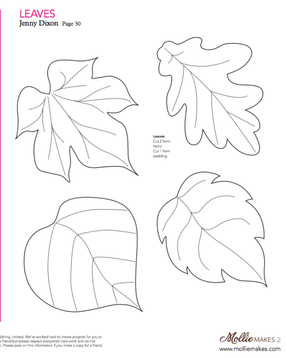 580x724 Mollie Makes, Felt Leaf Template