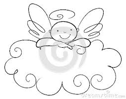 254x199 Baby Angel Line Drawing