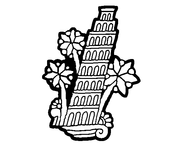 600x470 Leaning Tower Of Pisa Coloring Page