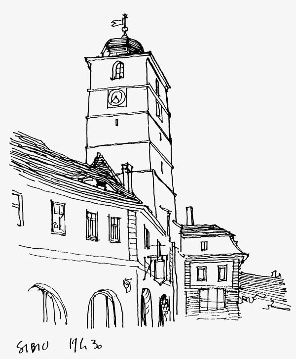 600x726 Architectural Sketches, Building, Hand Painted, Line Drawing Png