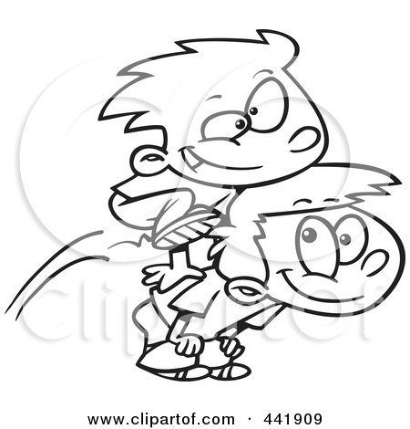 450x470 Clipart Of Retro Vintage Black And White Boys Playing Leap Frog