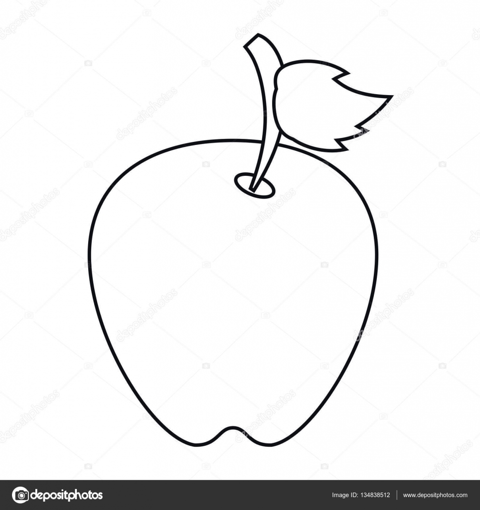 963x1024 Apple Leave Fruit Outline Stock Vector Jemastock