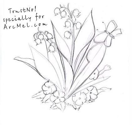 423x400 How To Draw Lilies Of The Valley Step By Step