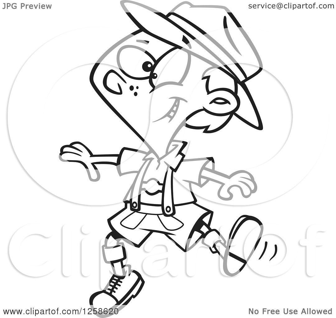 1080x1024 Clipart Of A Black And White Cartoon German Boy Dancing