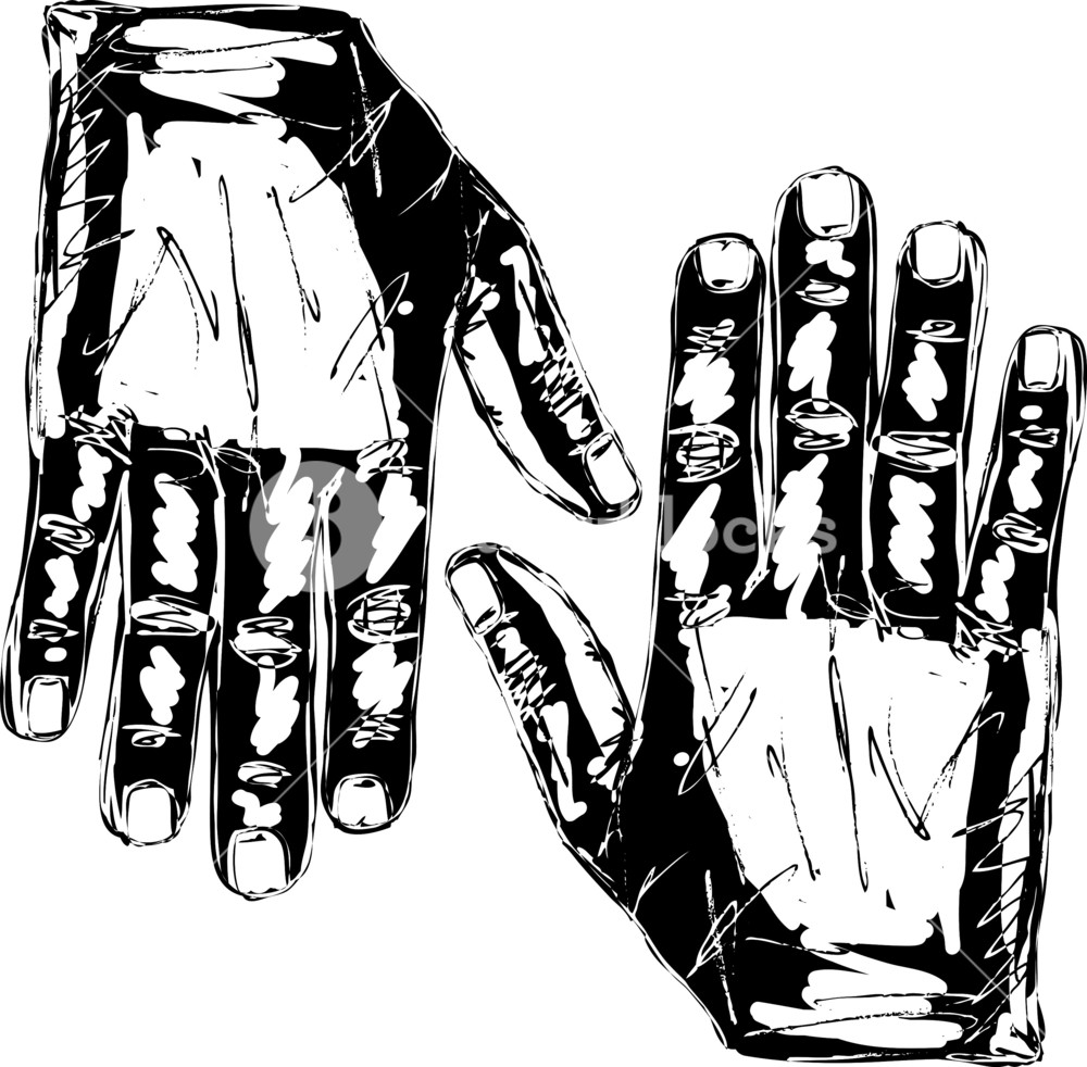 1000x982 Sketch Of Right And Left Hand. Vector Illustration Royalty Free